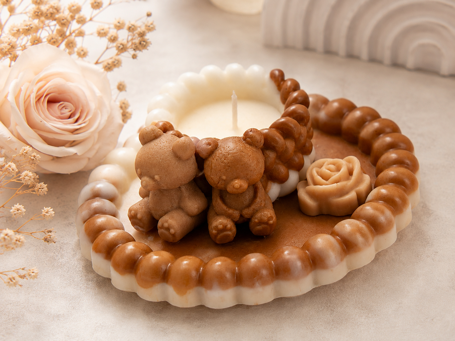 Kaarsenschaal met Teddy’s & Roos