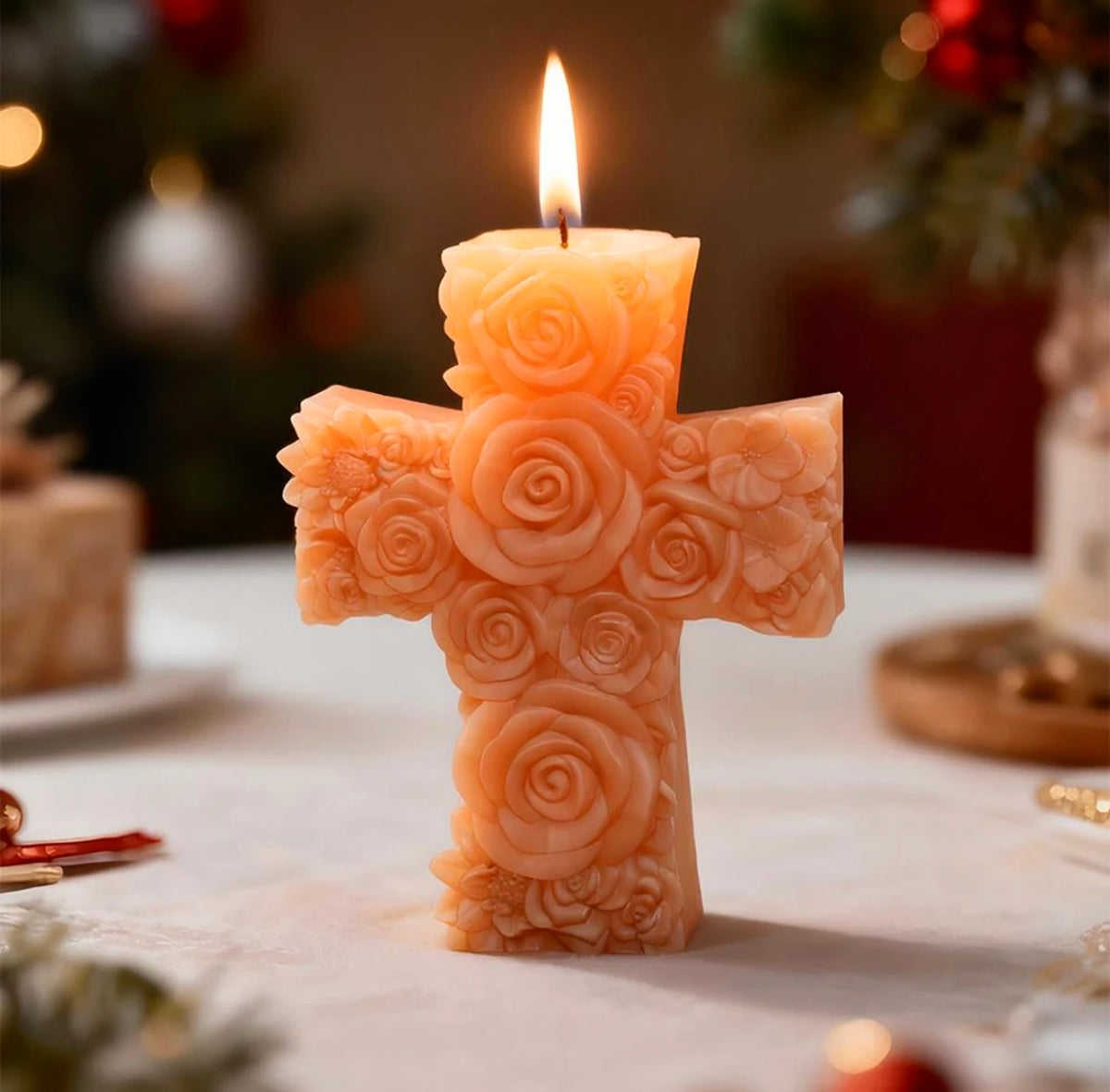 Decoratieve Kruiskaars met rozen
