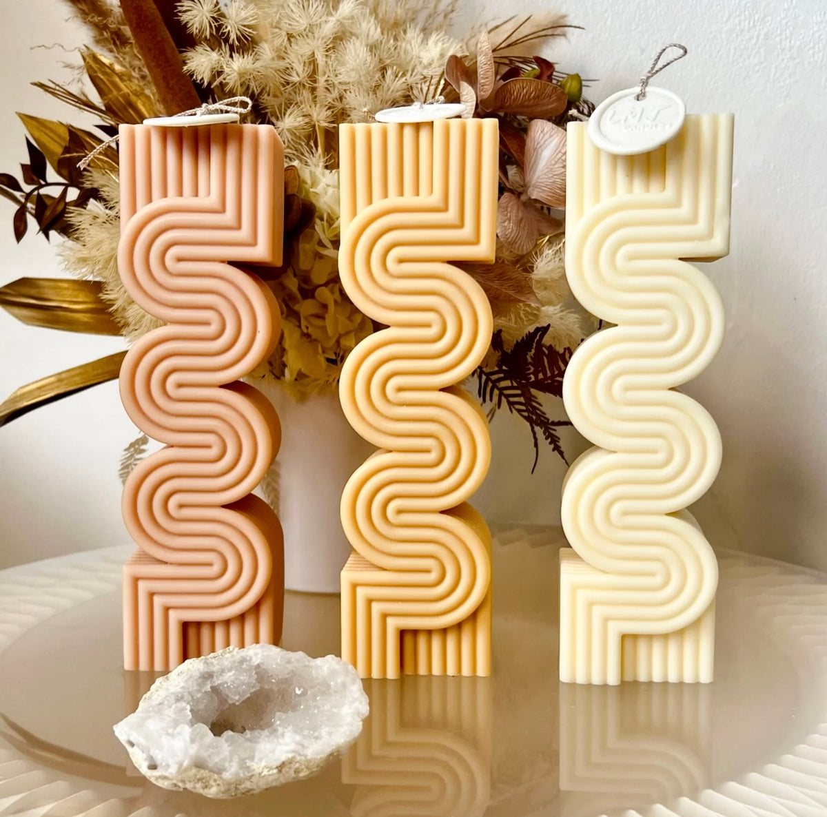 Moderne  Golvende Designkaars ( 3 stuks)