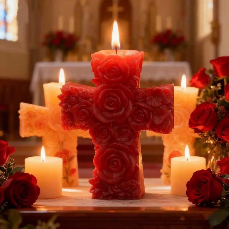 Decoratieve Kruiskaars met rozen